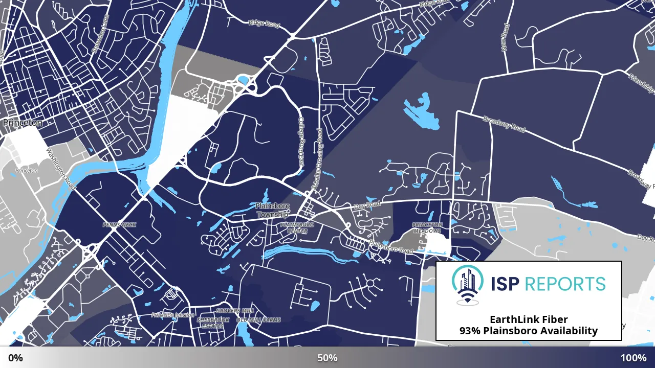 Plainsboro, NJ map of internet availability