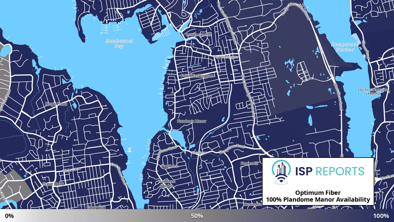 Plandome Manor, NY map of internet availability