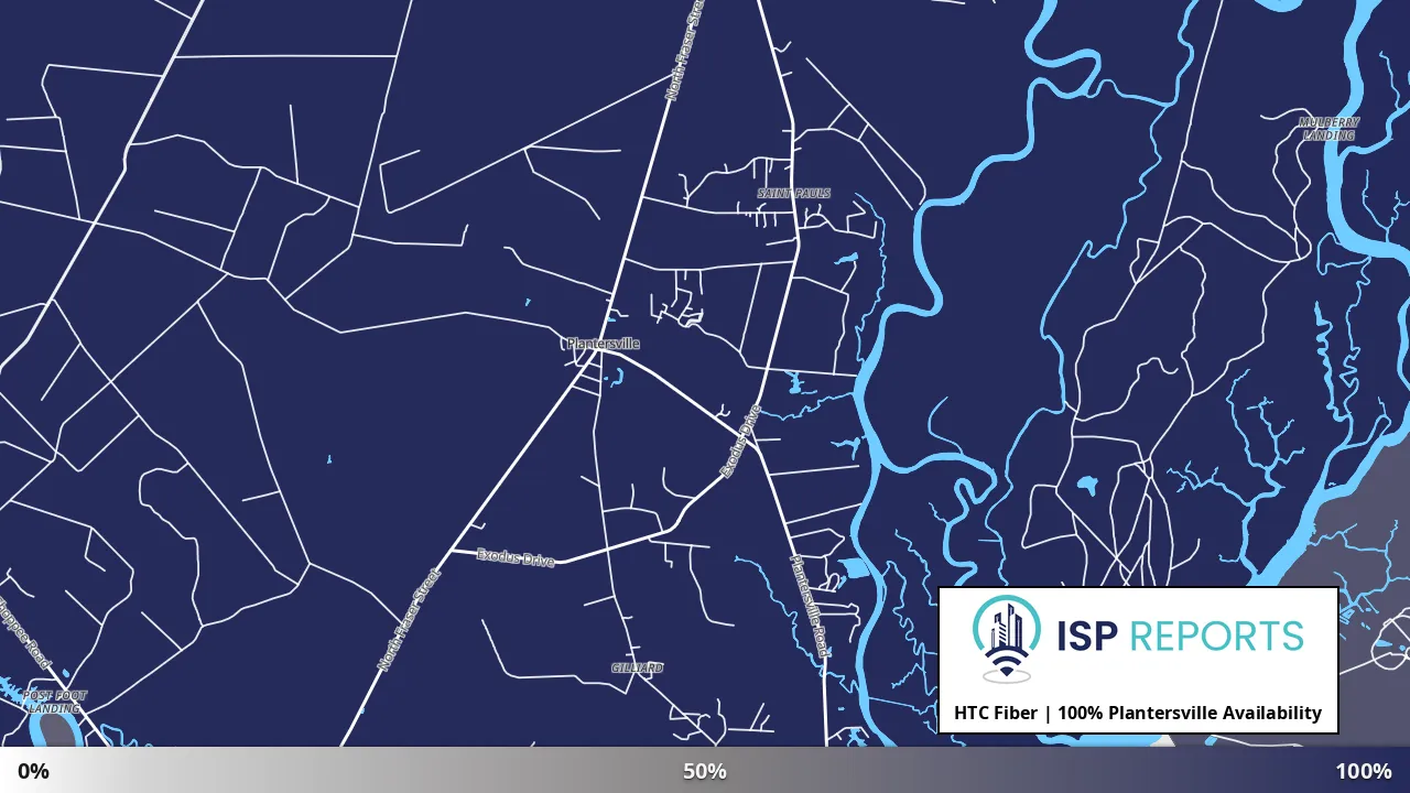 Plantersville, SC map of internet availability