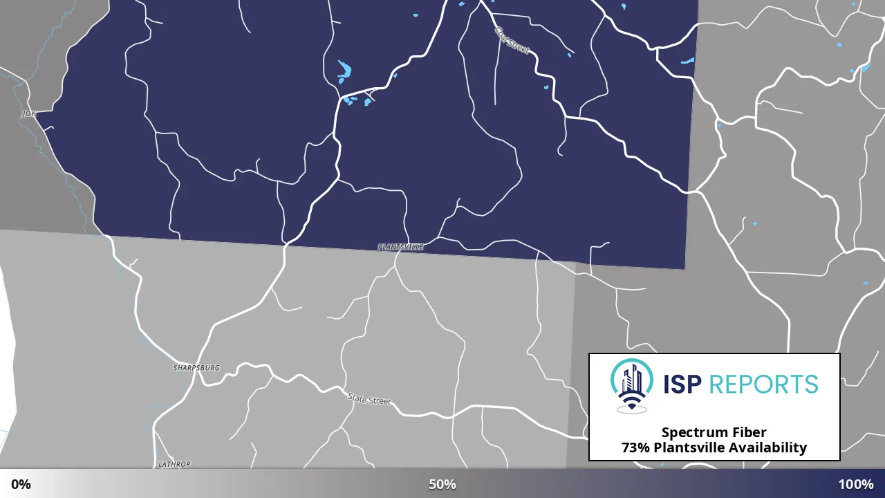 Plantsville, OH map of internet availability