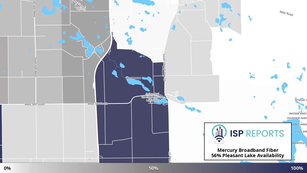 Pleasant Lake, IN map of internet availability