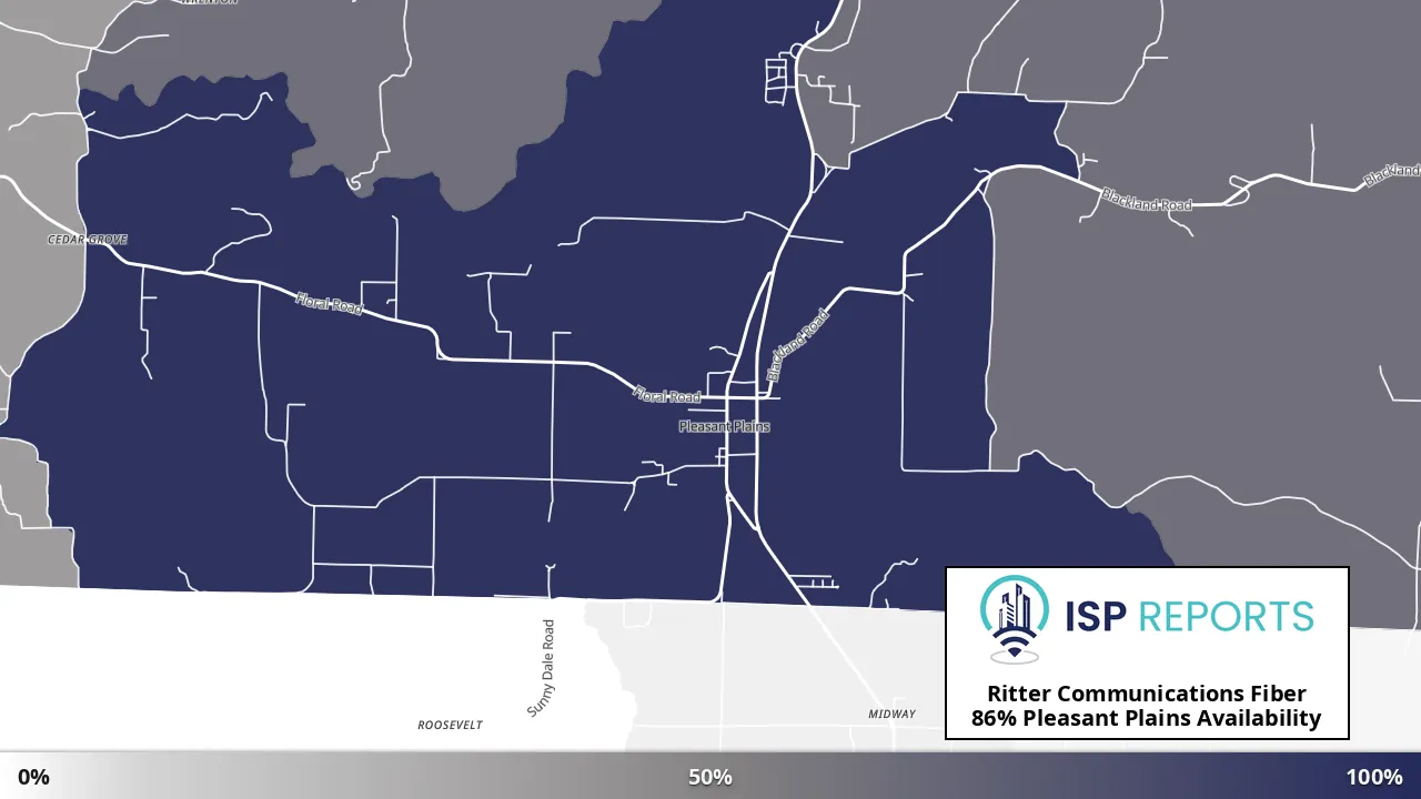 Pleasant Plains, AR map of internet availability