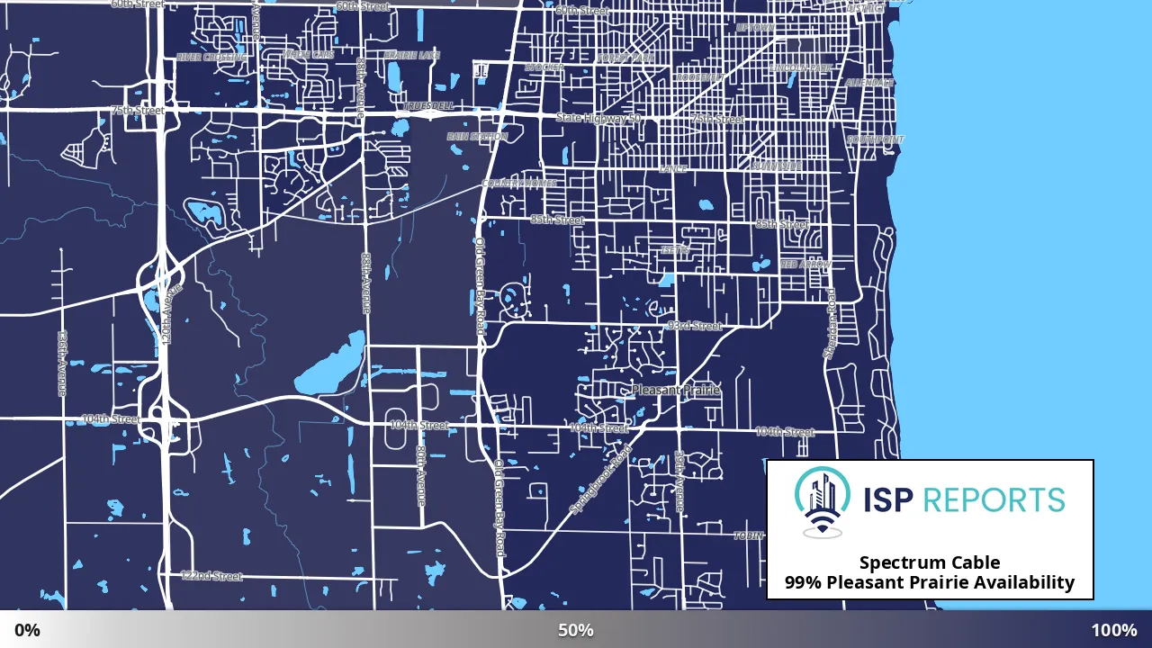 Pleasant Prairie, WI map of internet availability