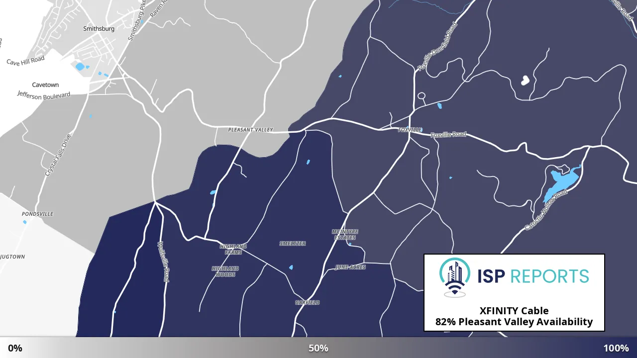 Pleasant Valley, MD map of internet availability