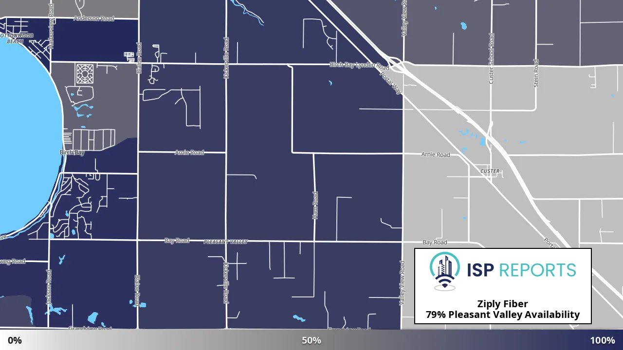 Pleasant Valley, WA map of internet availability
