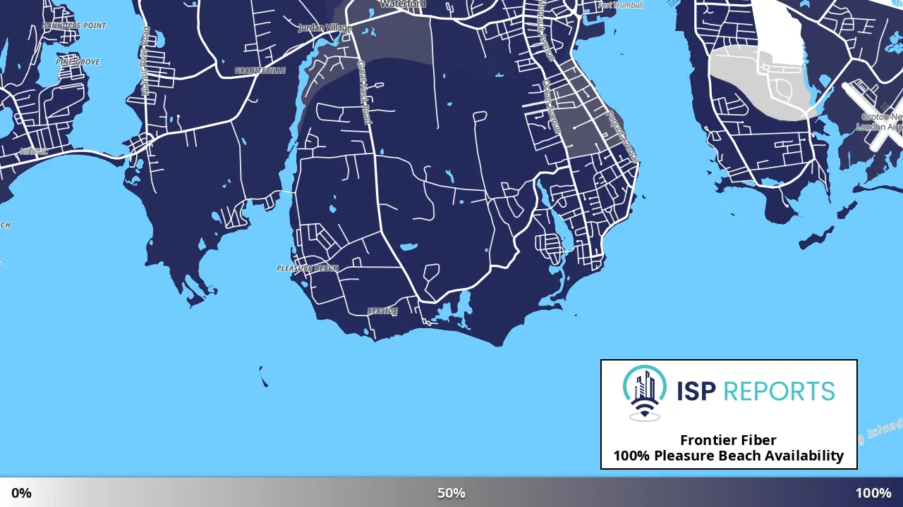 Pleasure Beach, CT map of internet availability