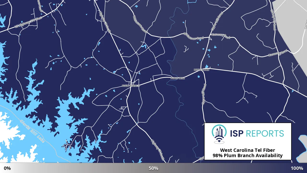 Plum Branch, SC map of internet availability