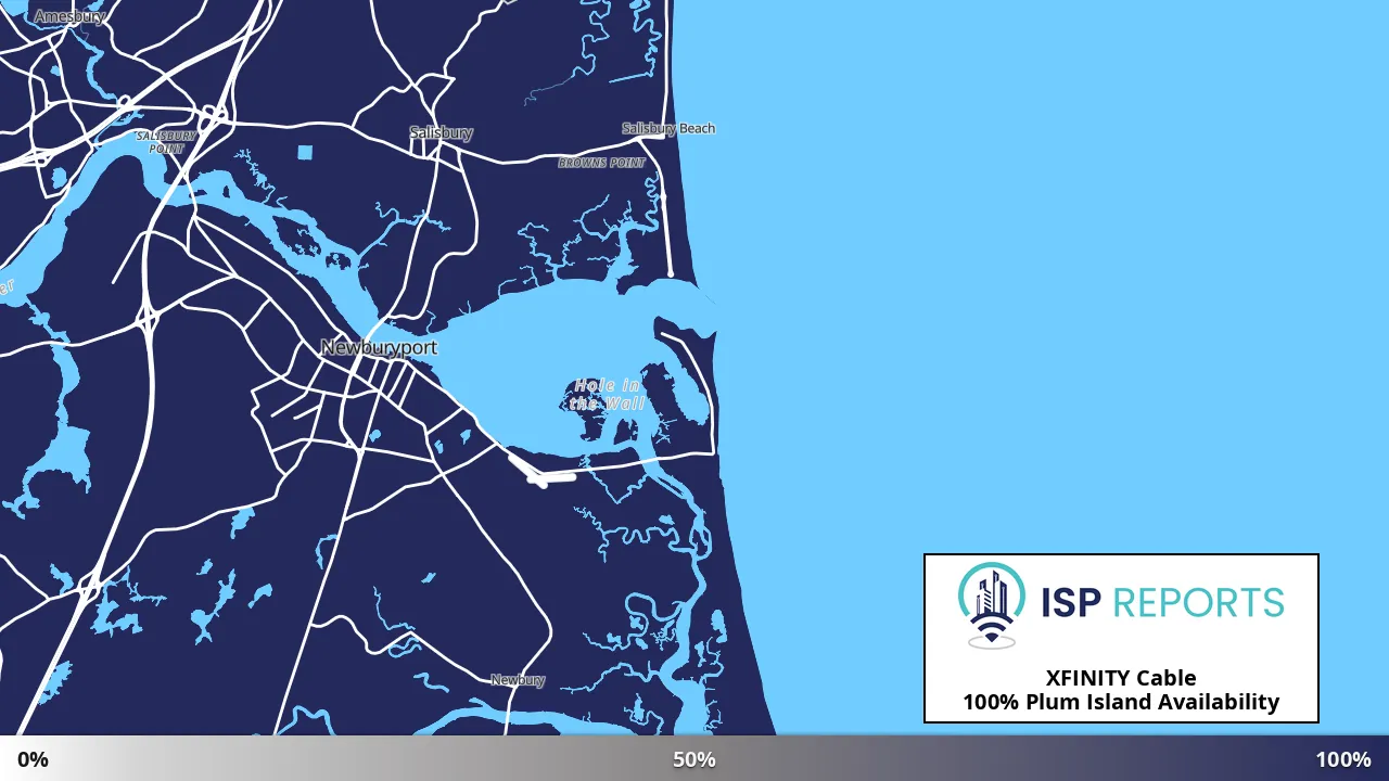 Plum Island, MA map of internet availability
