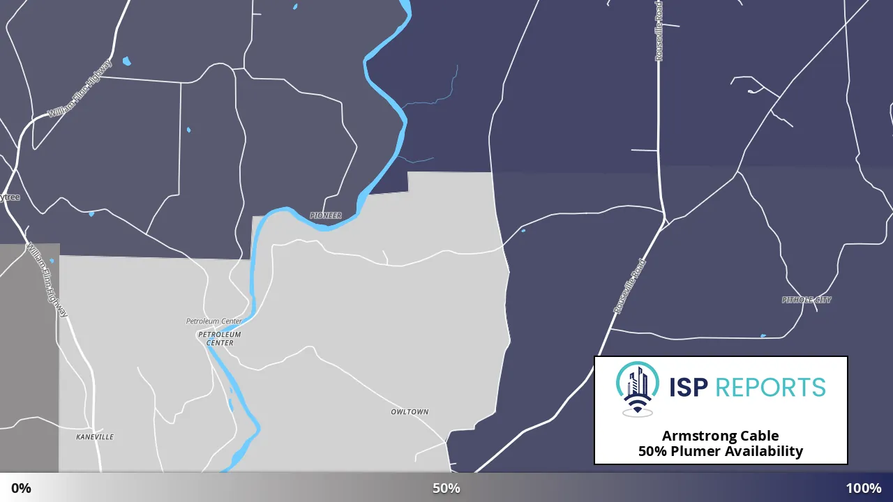 Plumer, PA map of internet availability