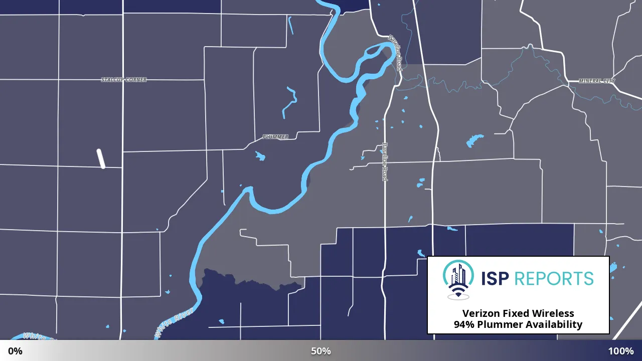 Plummer, IN map of internet availability