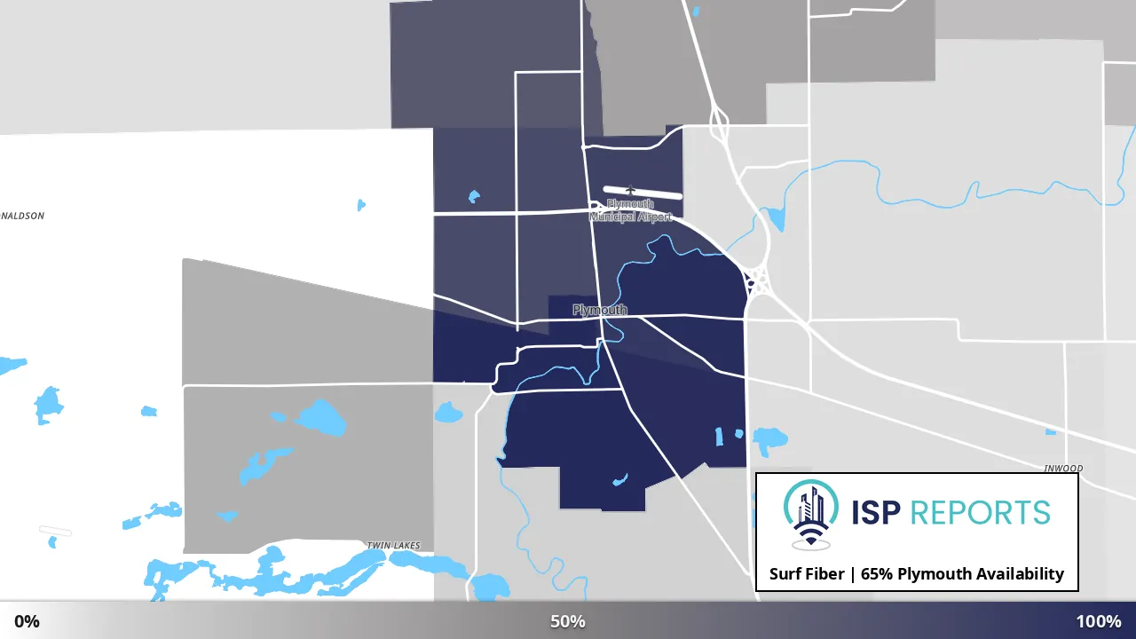 Plymouth, IN map of internet availability