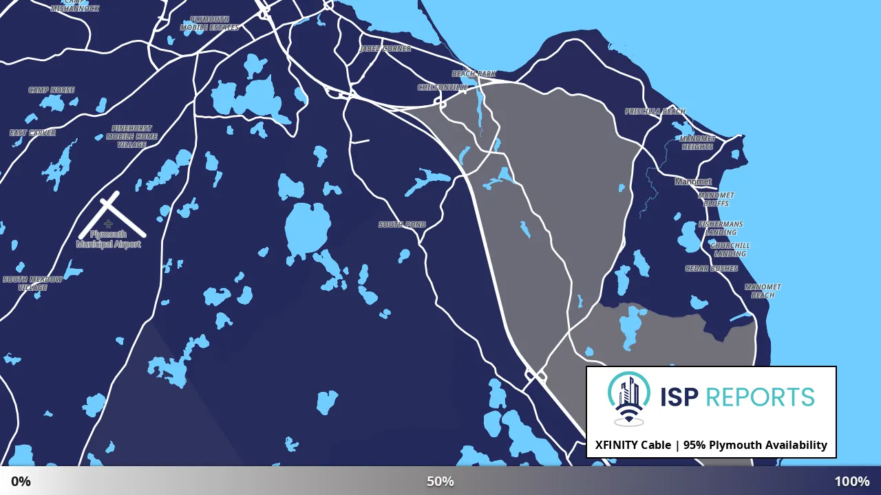 Plymouth, MA map of internet availability