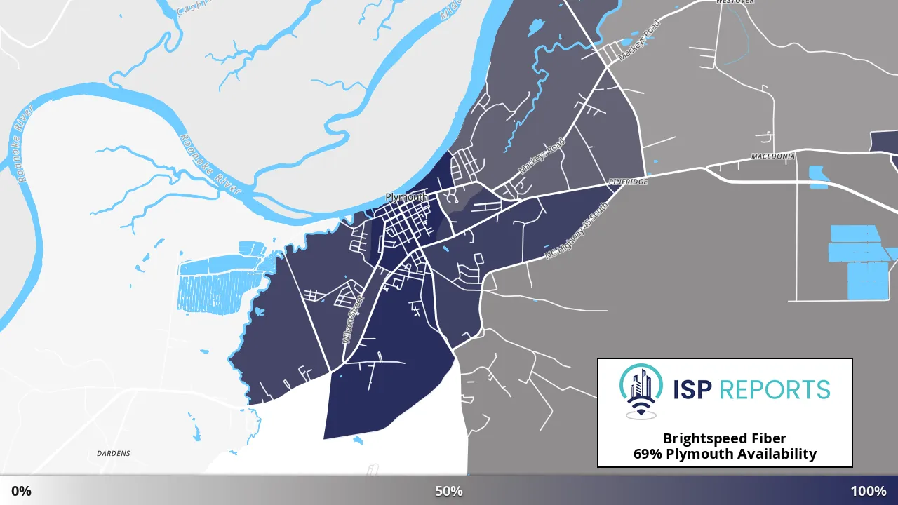 Plymouth, NC map of internet availability