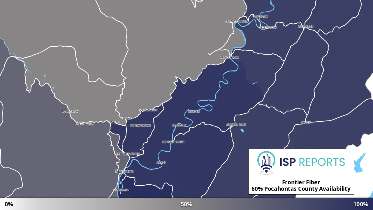 Pocahontas County, WV map of internet availability