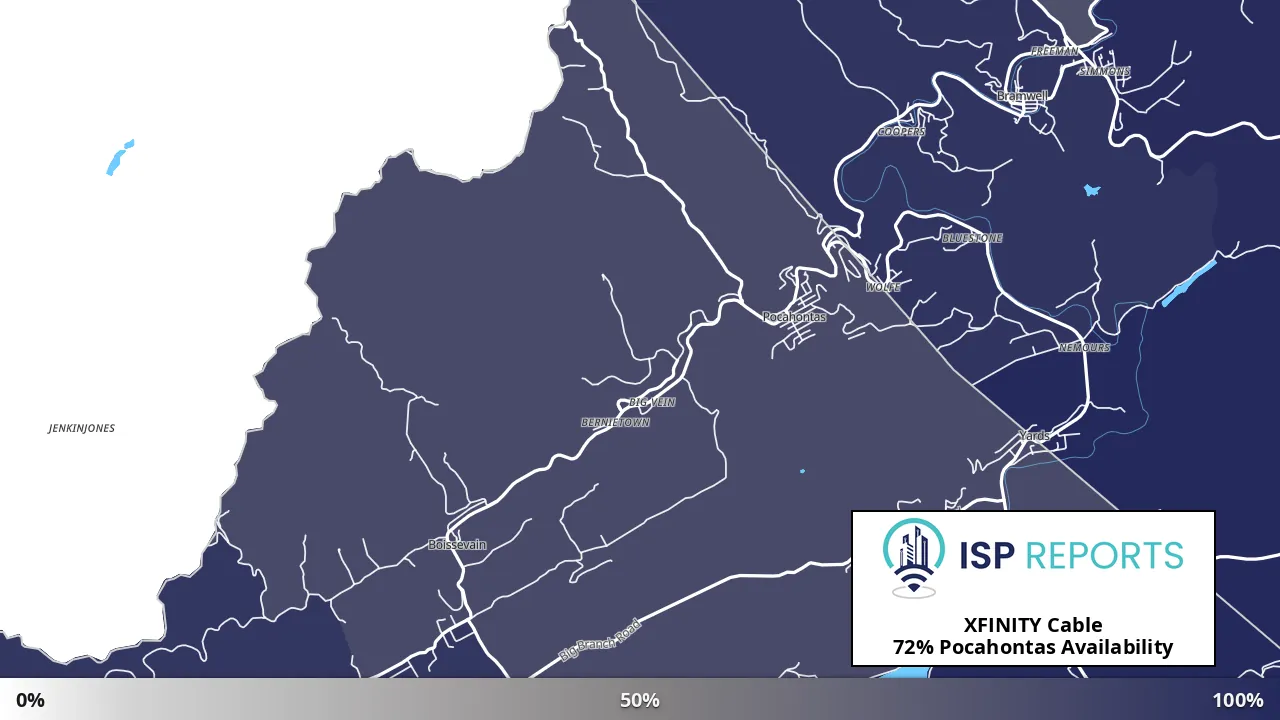 Pocahontas, VA map of internet availability