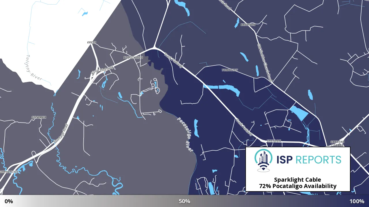 Pocataligo, SC map of internet availability