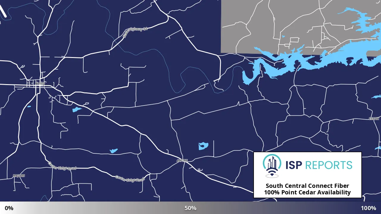 Point Cedar, AR map of internet availability