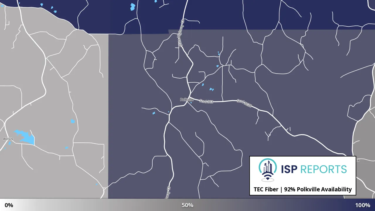 Polkville, MS map of internet availability
