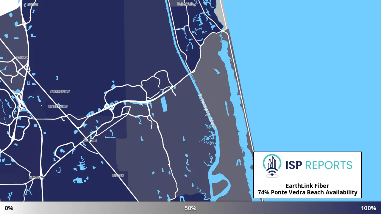Ponte Vedra Beach, FL map of internet availability