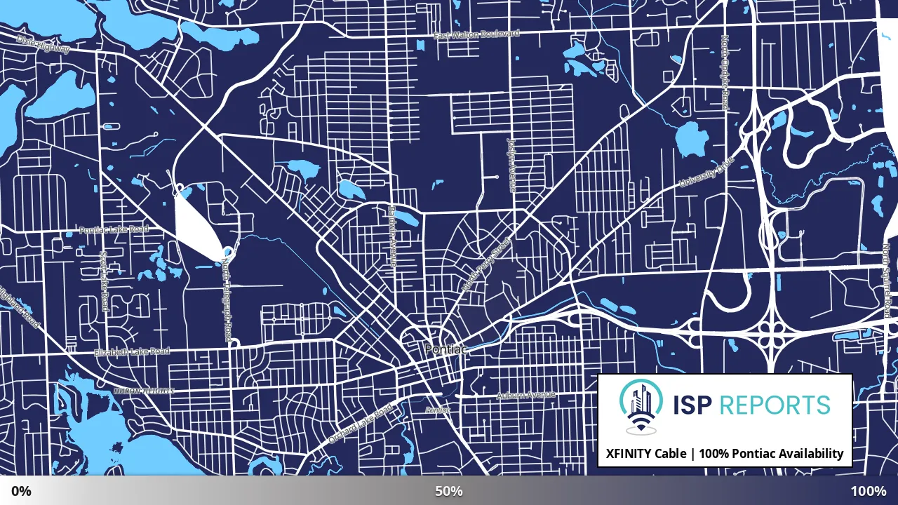Pontiac, MI map of internet availability