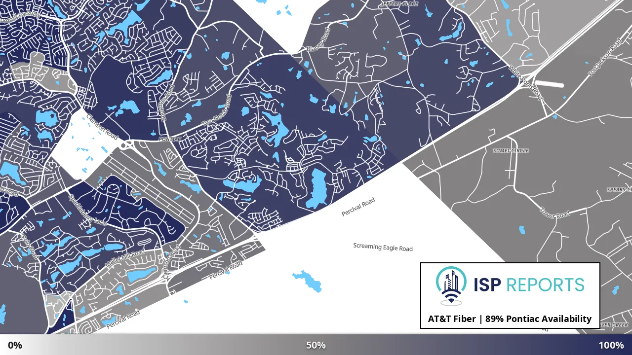 Pontiac, SC map of internet availability