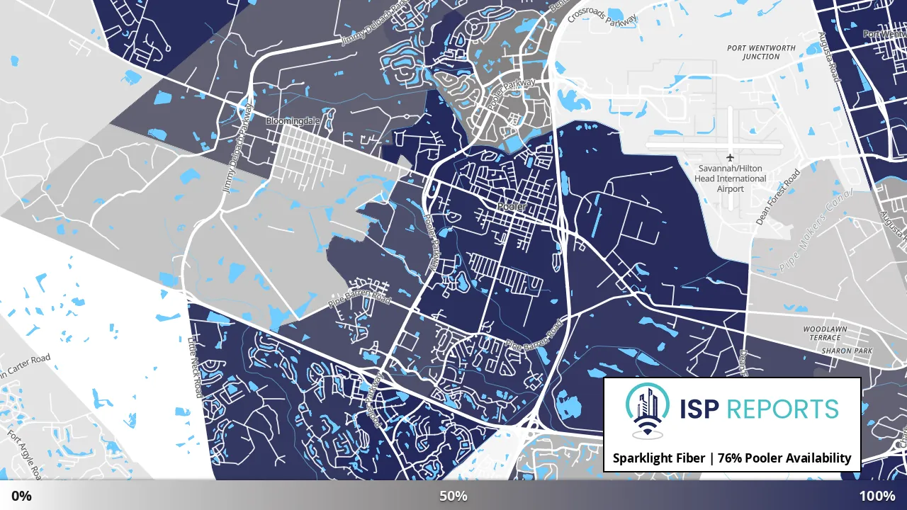 Pooler, GA map of internet availability