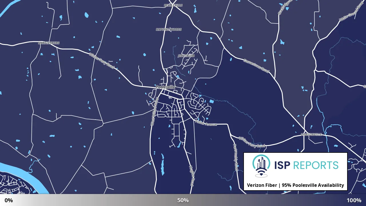 Poolesville, MD map of internet availability
