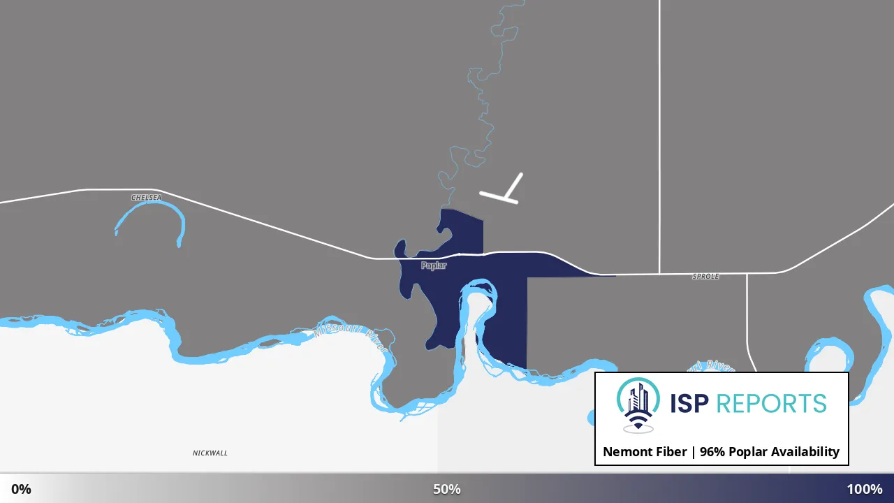 Poplar, MT map of internet availability