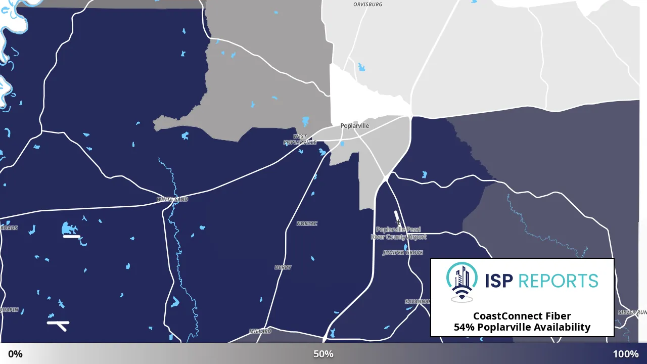 Poplarville, MS map of internet availability
