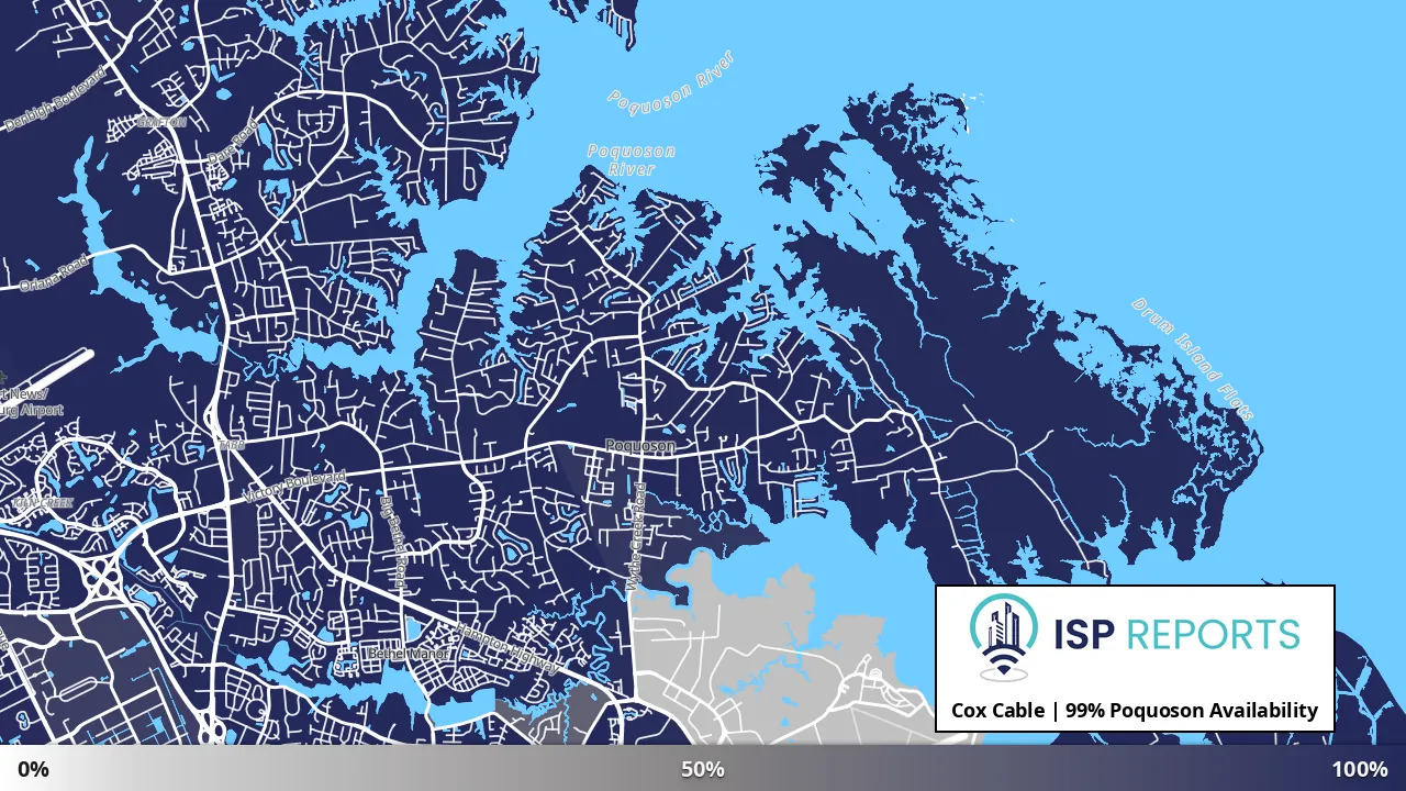 Poquoson, VA map of internet availability