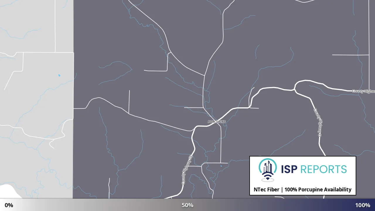 Porcupine, WI map of internet availability
