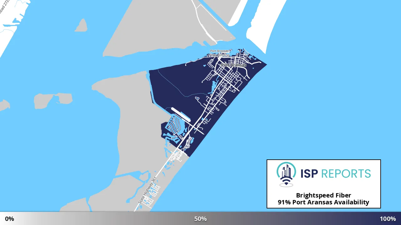 Port Aransas, TX map of internet availability