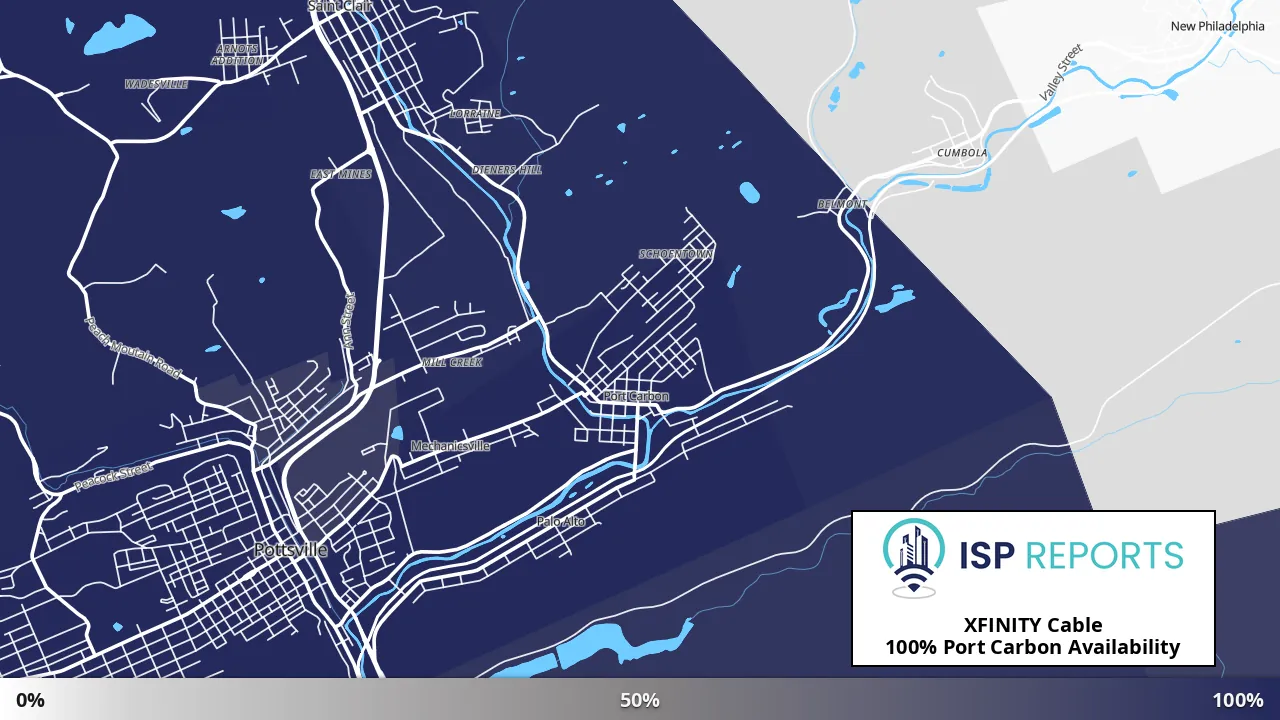 Port Carbon, PA map of internet availability