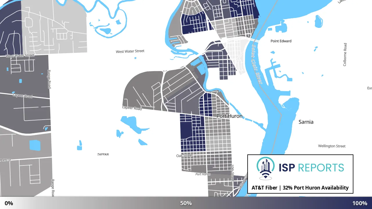 Port Huron, MI map of internet availability