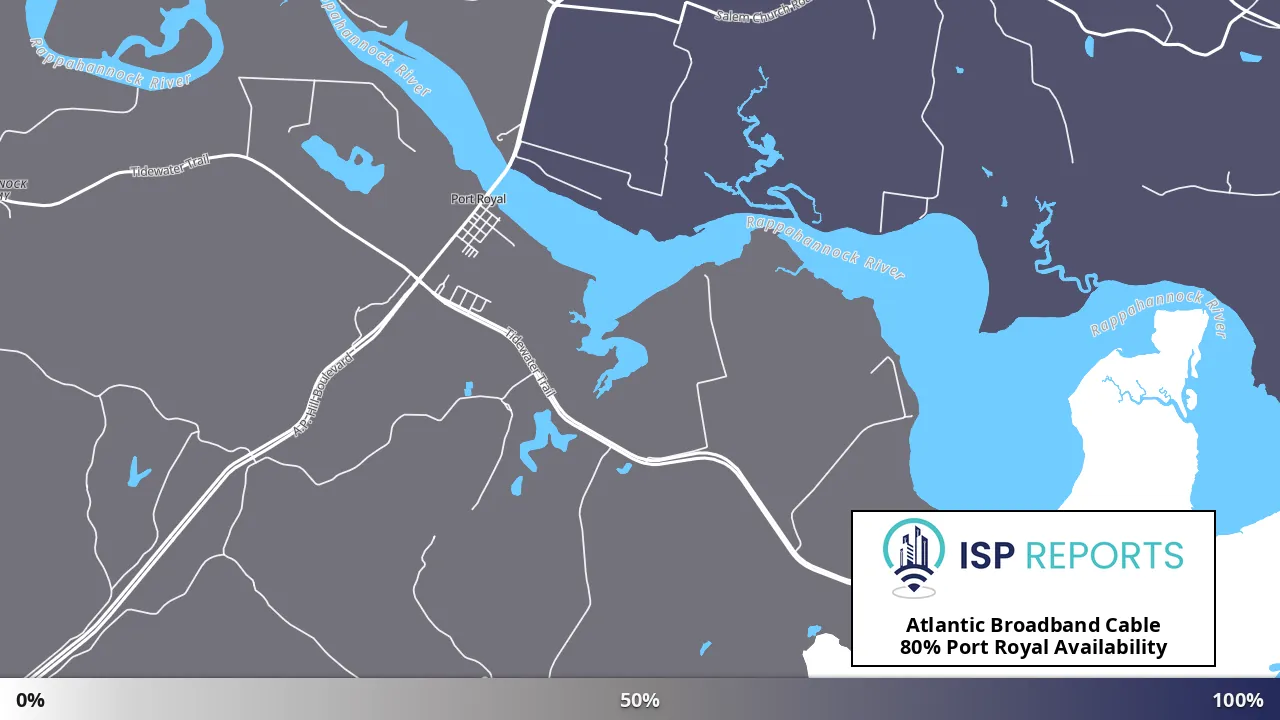 Port Royal, VA map of internet availability