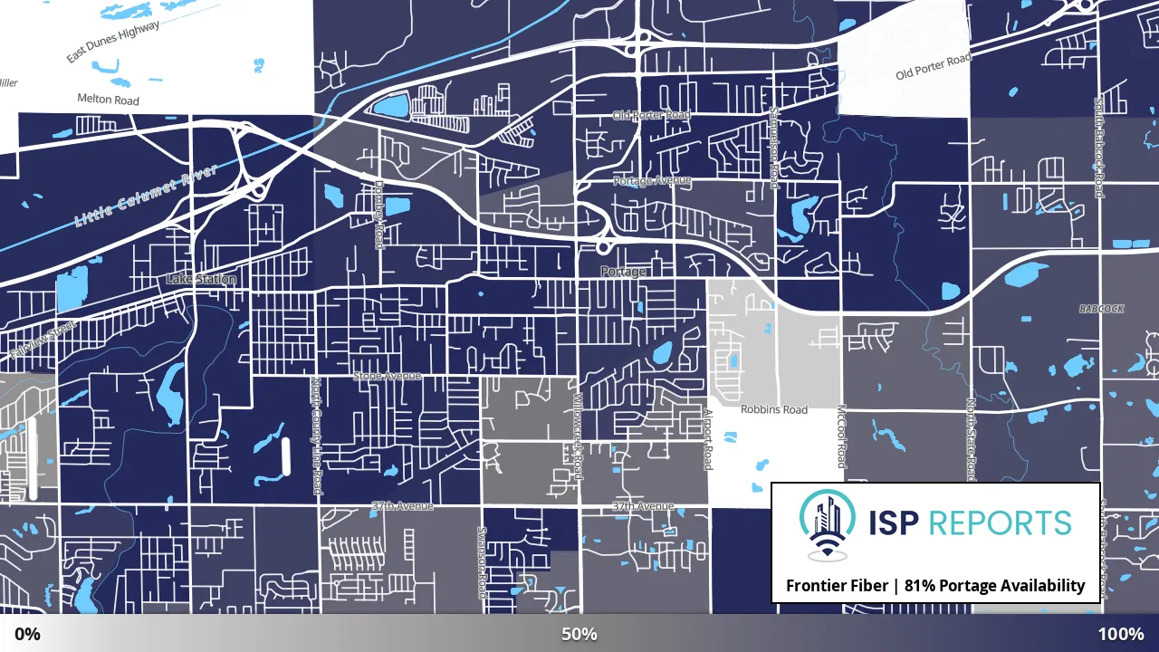 Portage, IN map of internet availability