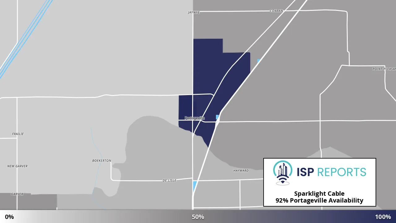 Portageville, MO map of internet availability