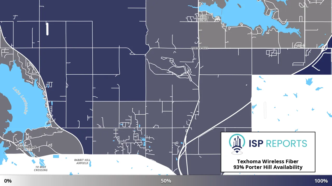 Porter Hill, OK map of internet availability