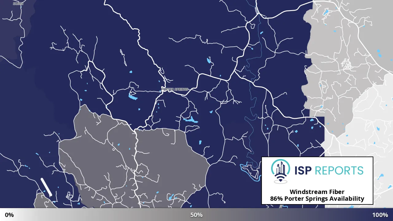 Porter Springs, GA map of internet availability