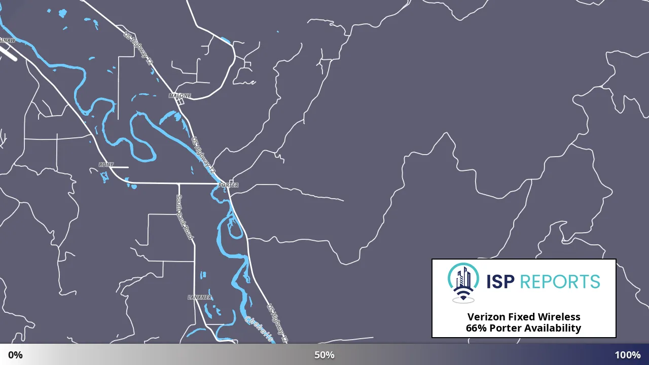 Porter, WA map of internet availability