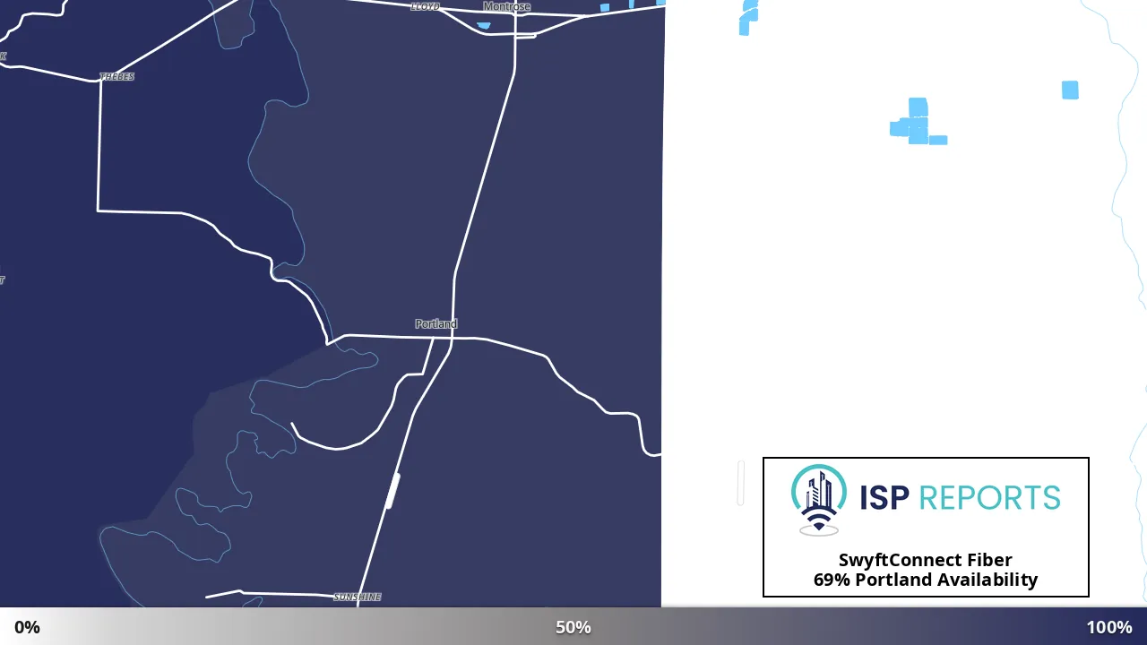 Portland, AR map of internet availability