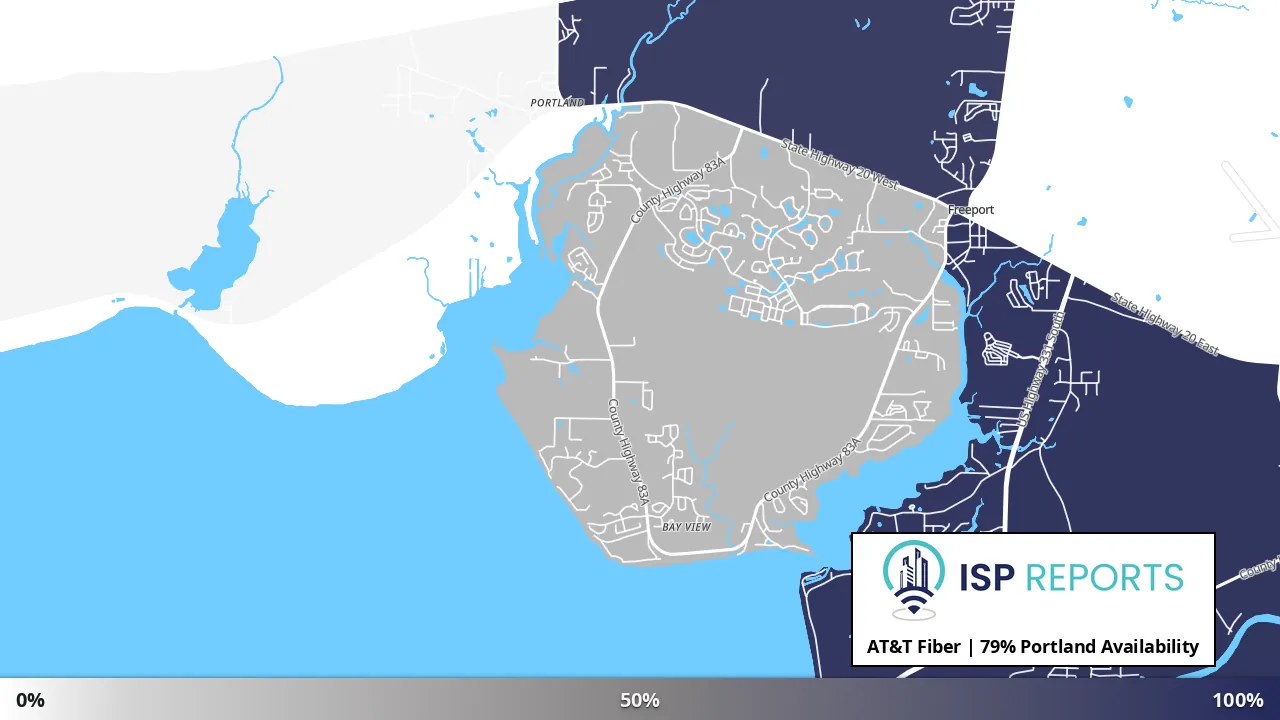 Portland, FL map of internet availability