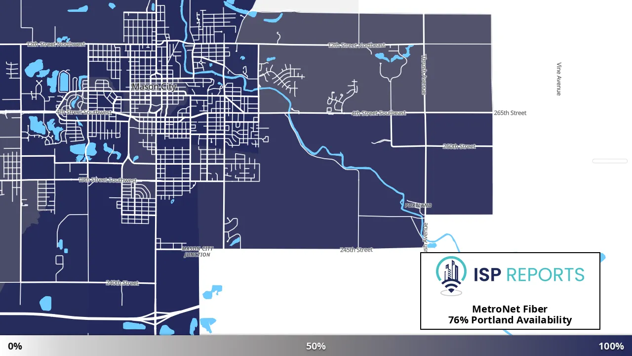 Portland, IA map of internet availability