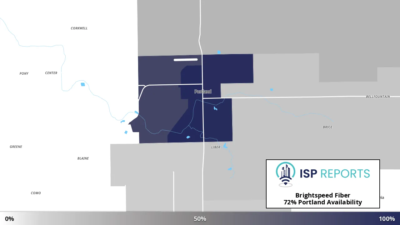 Portland, IN map of internet availability