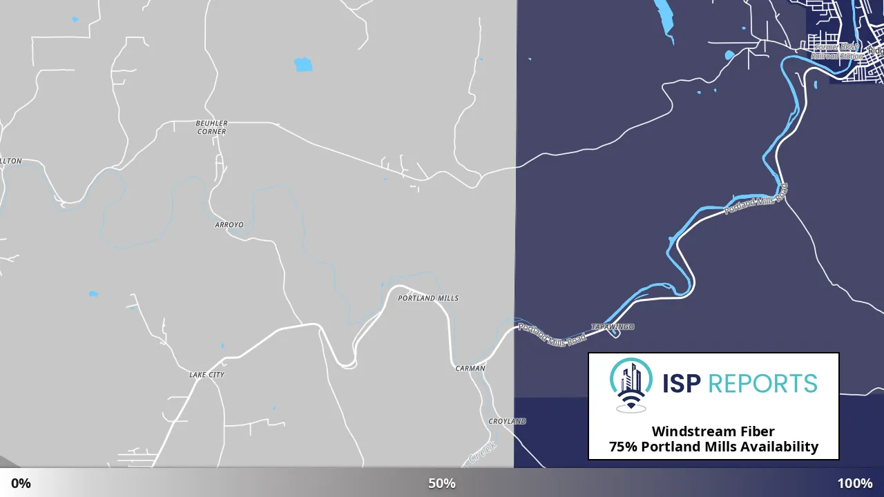 Portland Mills, PA map of internet availability