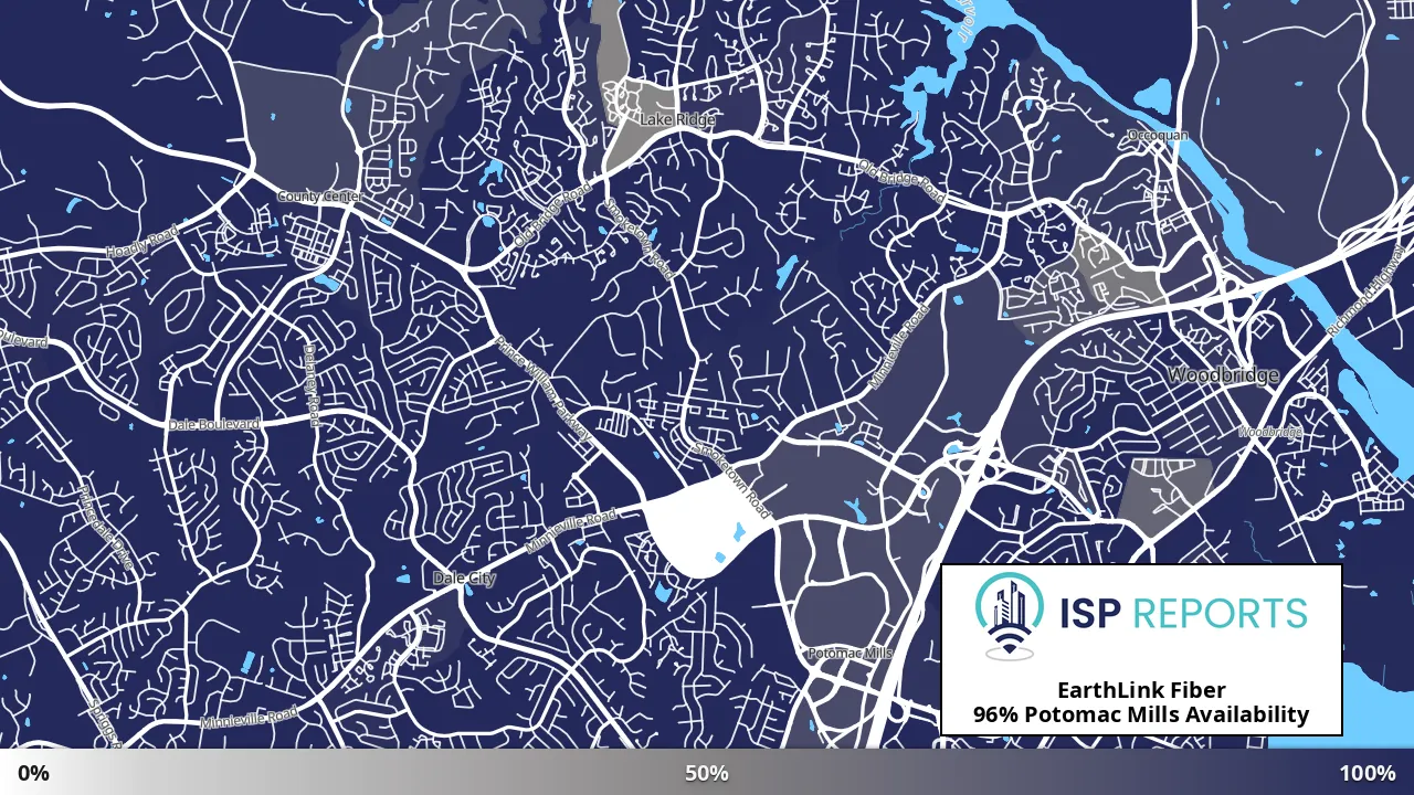 Potomac Mills, VA map of internet availability