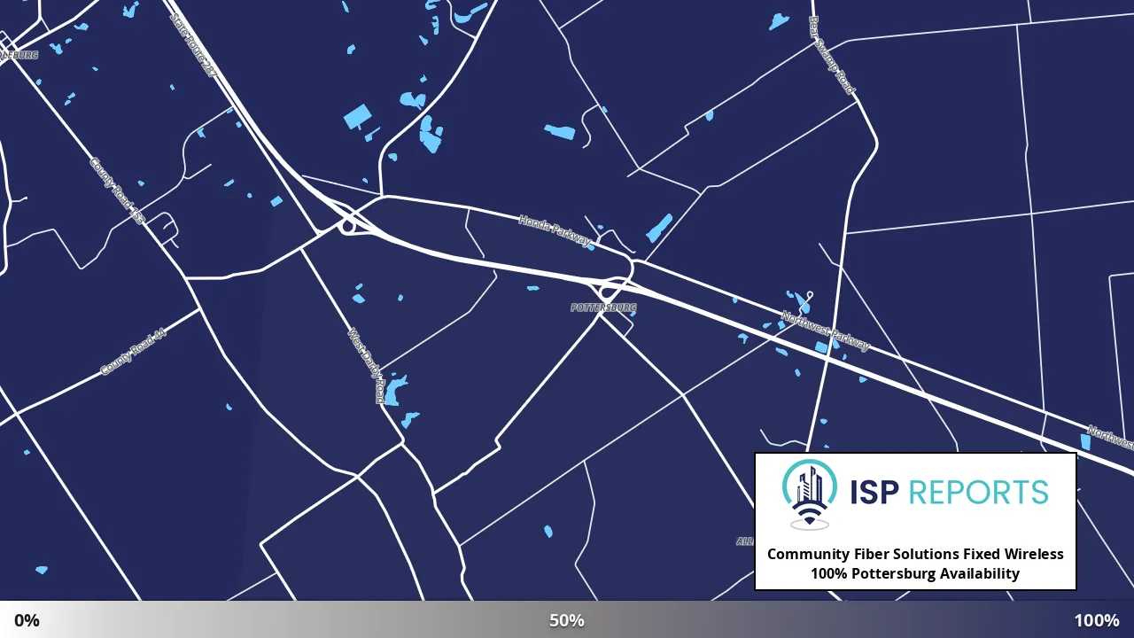 Pottersburg, OH map of internet availability