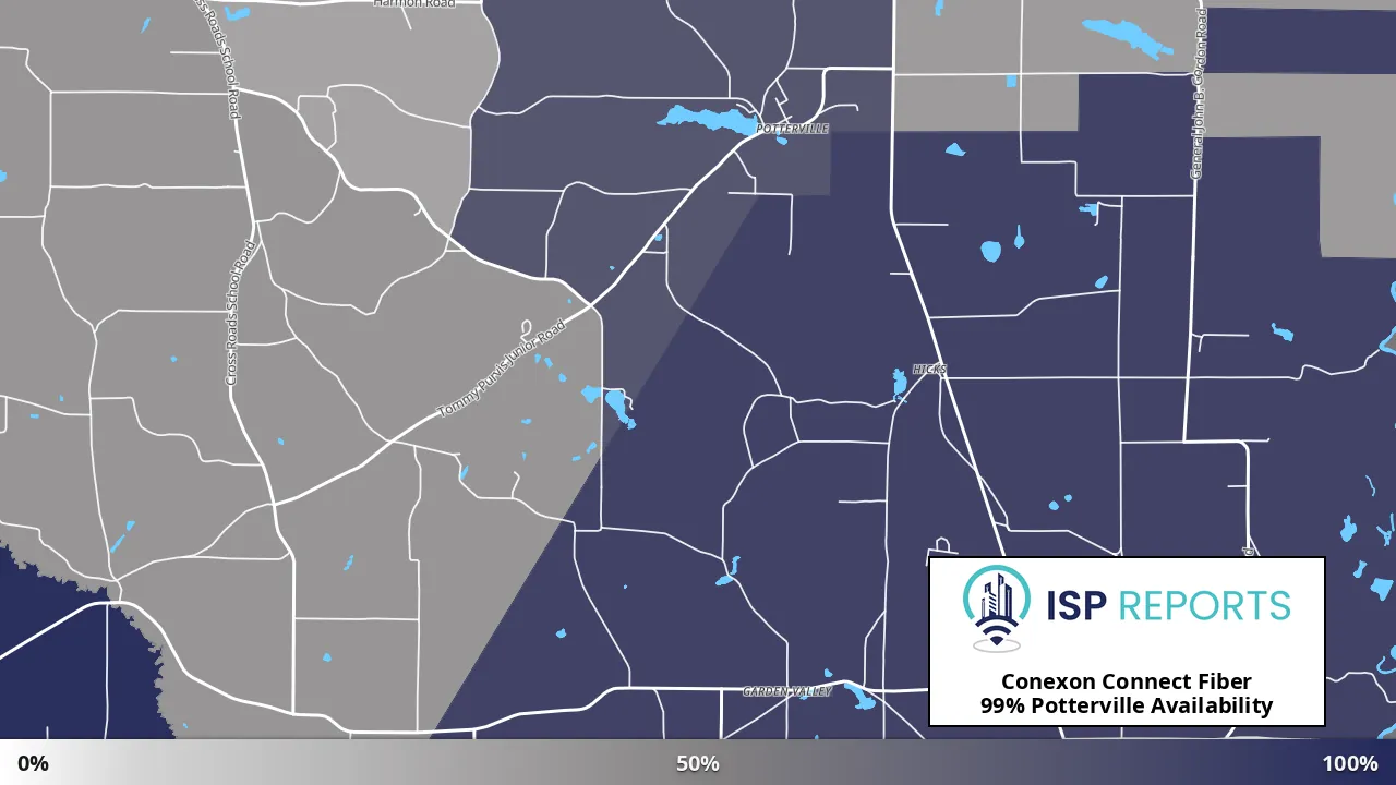 Potterville, GA map of internet availability