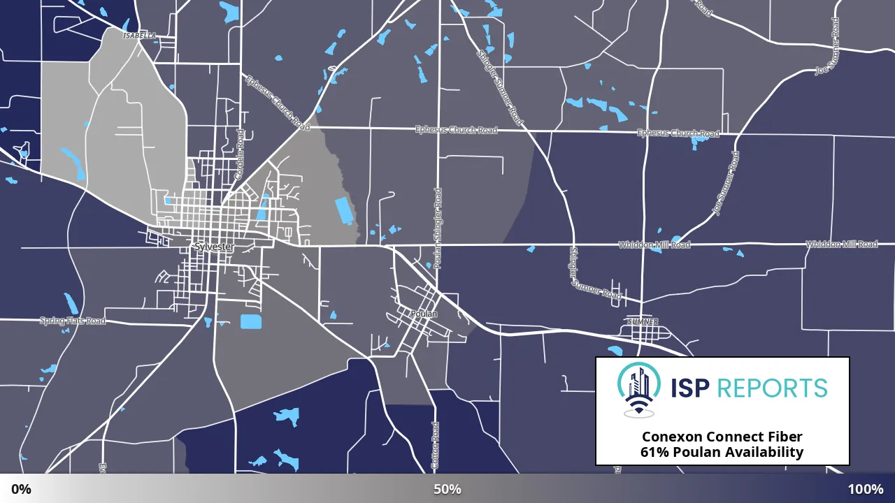 Poulan, GA map of internet availability