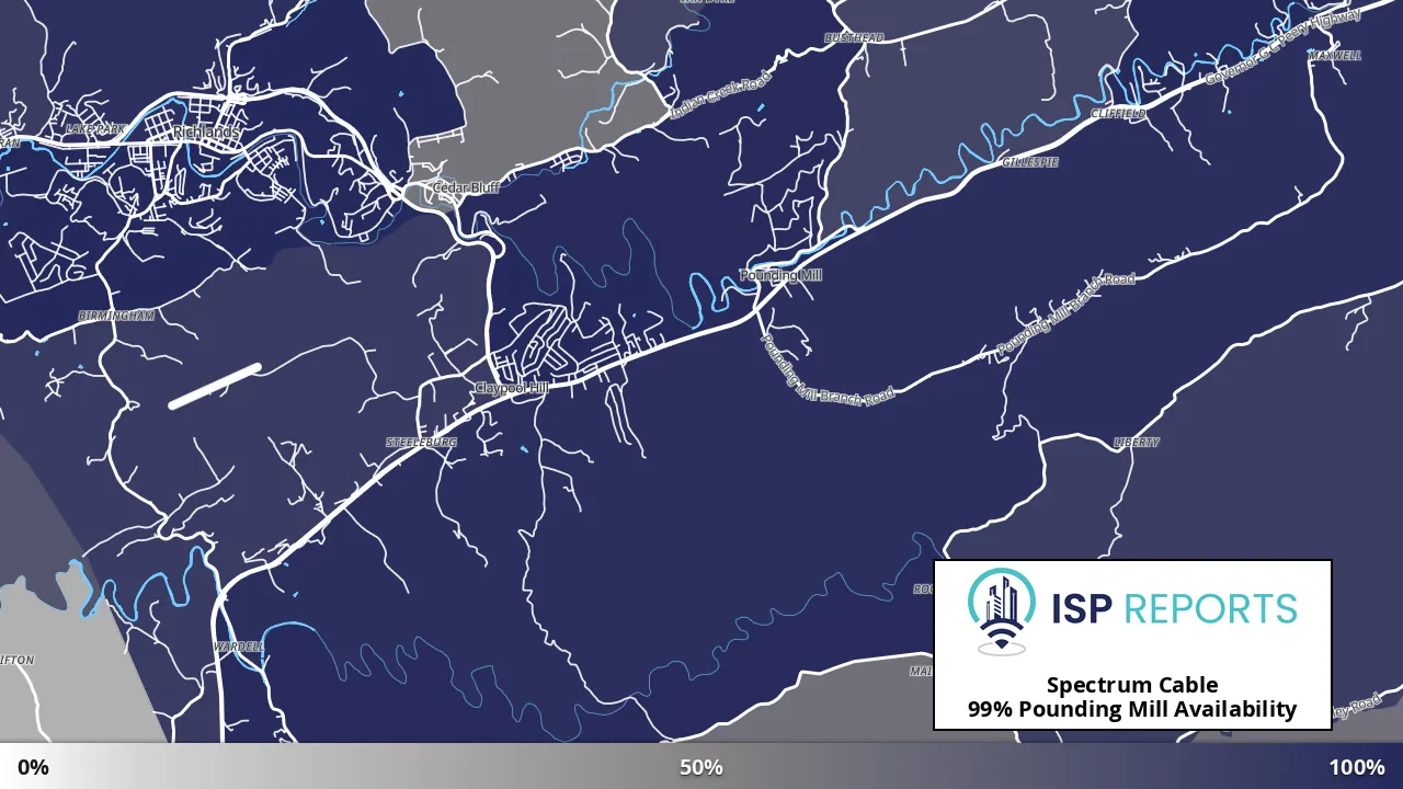 Pounding Mill, VA map of internet availability